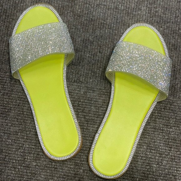 Yellow Bling Slide Sandals - Picture 3 of 5